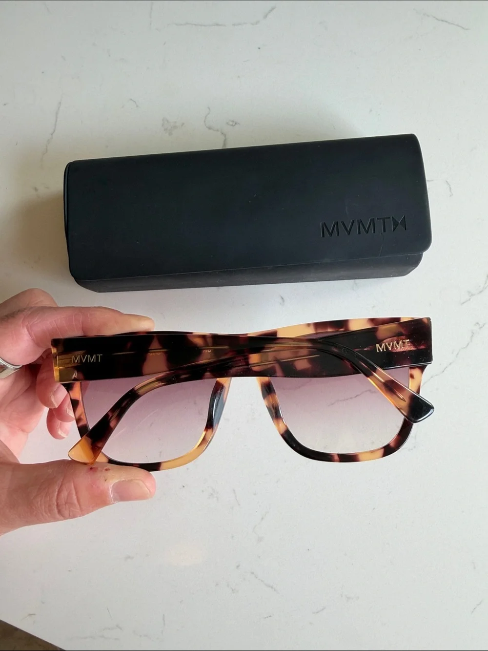 MVMT Tortoiseshell Square Sunglasses with Brown Gradient Lenses